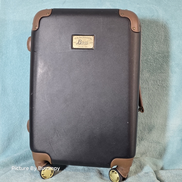 Bass Black Suitcase with Brown Accents - Picture 9 of 12